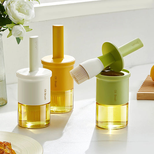 2-in-1 Oil Dispenser Bottle with Brush – Heat-Resistant Olive Oil, Sauce & Vinegar Bottle for BBQ & Baking