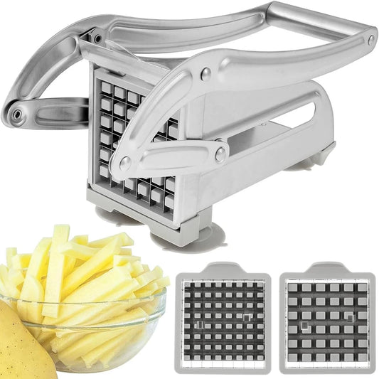 Stainless Steel French Fries Cutter – Manual Potato Slicer with 36/46-Hole Blade
