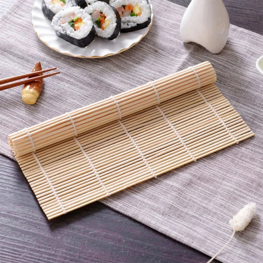 Bamboo Sushi Rolling Mat with White Finish – Seaweed & Rice Roll Curling Mat