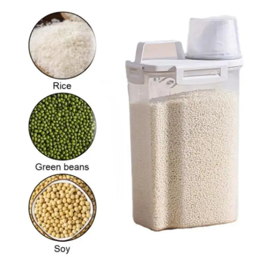 2.5L Four-Button Sealed Rice Bucket – Moisture-Proof Storage Container for Rice, Grains & Coarse Grains