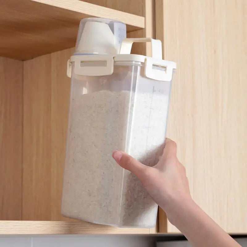 2.5L Four-Button Sealed Rice Bucket – Moisture-Proof Storage Container for Rice, Grains & Coarse Grains