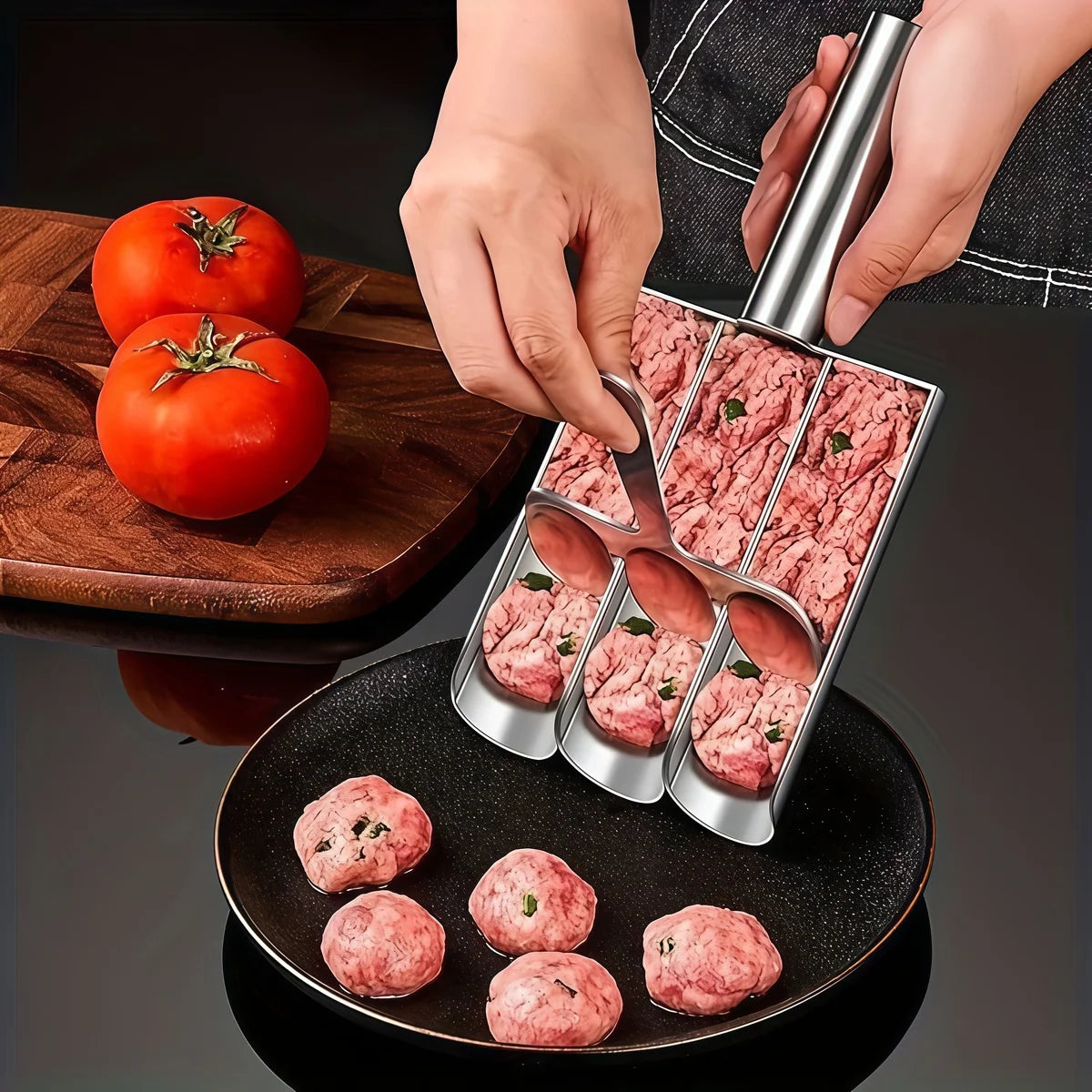 Non-Stick Meatball Maker Set Easy Release Manual Meatball Spoon Kitchen Tool for Effortless Fish Balls Home Cooking