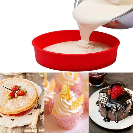 Non-Stick Silicone Round Cake Mold – Flexible Baking Pan in 4", 6" & 8" Sizes