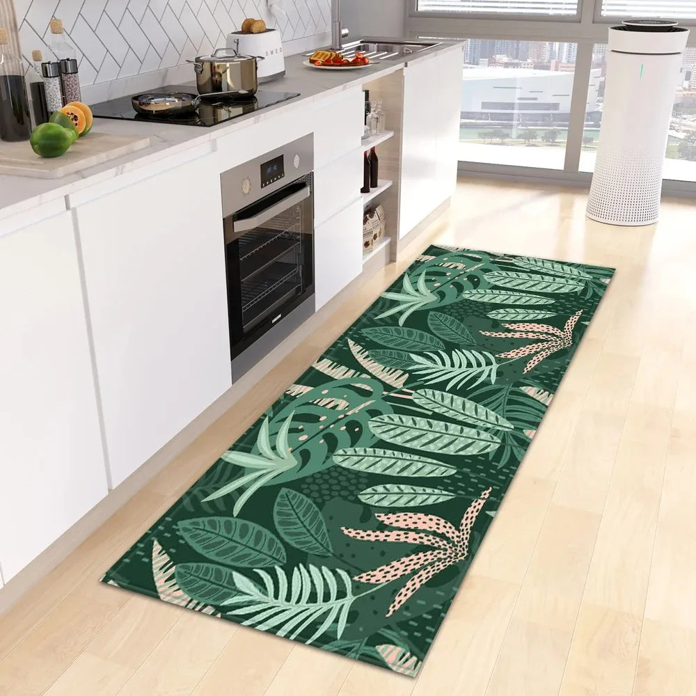 Tropical Plant Print Home Kitchen Floor Mat Door Front Decoration Floor Mat