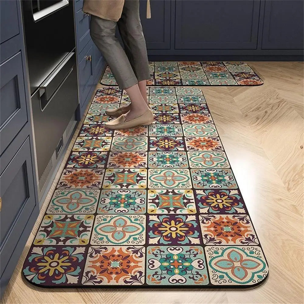 1PCS Kitchen Floor Mat Waterproof, Anti-skid, Anti-dirty Foot Mat Household Door Mat Crystal Velvet Long Carpet Door Mats 바닥 깔개