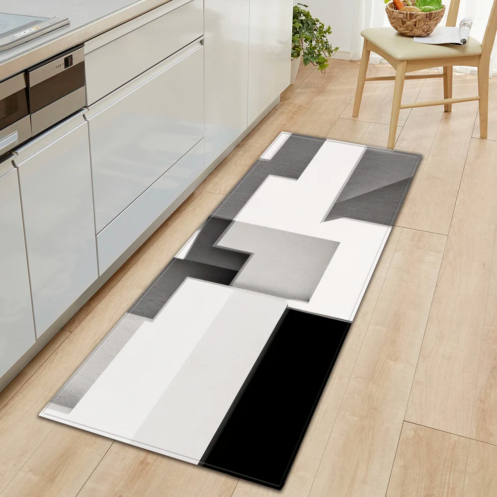 Plaid Kitchen Mat Home Living Room Balcony Bedroom Floor Decoration 3D Carpet House Hallway Entrance Door Bath Non-Slip Foot Rug