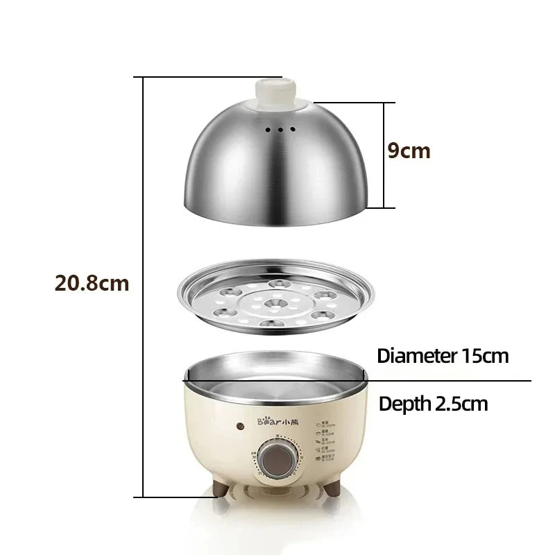 360W Electric Egg Boiler & Steamer – Automatic Multicooker with Timer for Eggs & Custard