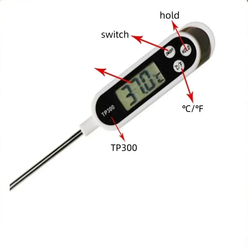 Stainless Steel Probe Digital Kitchen Thermometer – Instant-Read for Meat, BBQ, Milk, Oil & Liquids