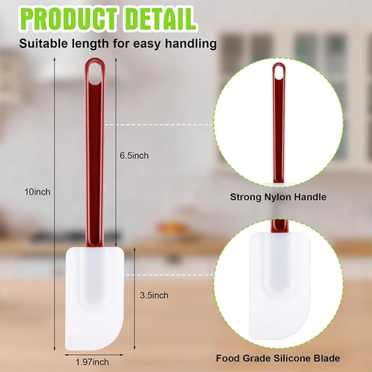LMETJMA Heat Resistant Rubber Spatula Nonstick Silicone Spatula Scrapers Commercial High Temp Kitchen Baking Spatula JT491