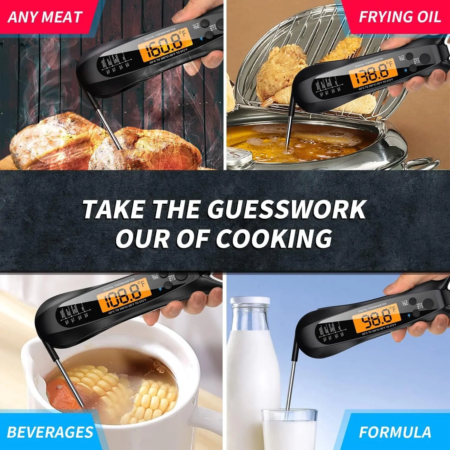 kitchen things Meat Thermometer Digital IP67 Waterproof Kitchen Cooking Food Fast Measurement Thermometer 2 Probes BBQ Grill Oil