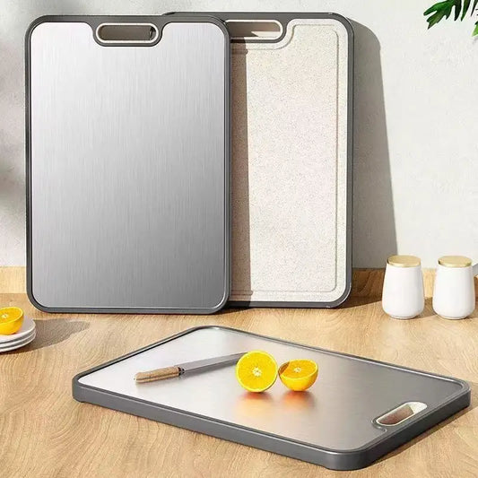 Double-Sided Titanium & Wheat Straw PP Cutting Board – Food Grade, Easy to Clean