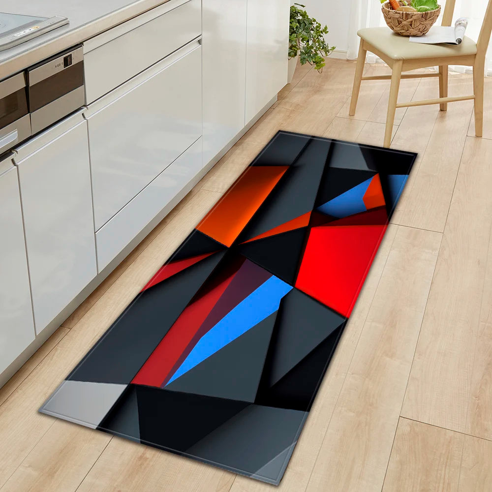 Plaid Kitchen Mat Home Living Room Balcony Bedroom Floor Decoration 3D Carpet House Hallway Entrance Door Bath Non-Slip Foot Rug