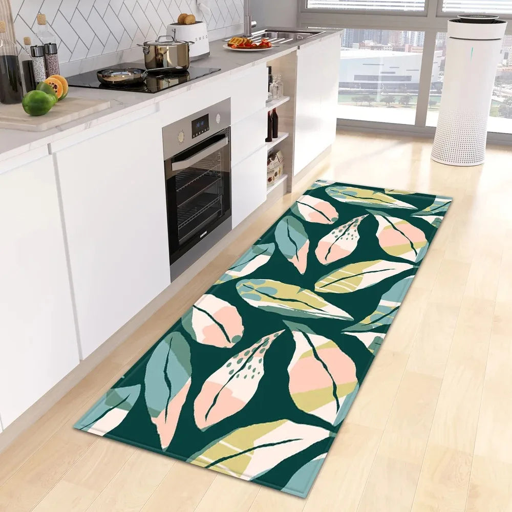 Tropical Plant Print Home Kitchen Floor Mat Door Front Decoration Floor Mat