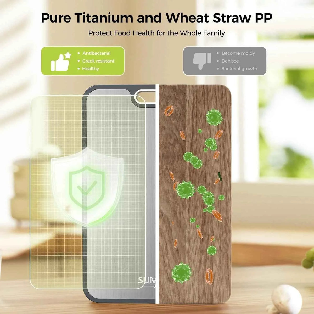 Double-Sided Titanium & Wheat Straw Cutting Board