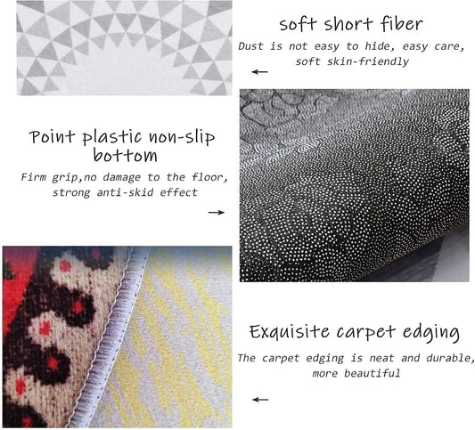 VIKAMA Vintage Floral Crystal Velvet Floor Rug - Home Kitchen Slip-resistant Oil-absorbing Easy-to-clean Foot Mat for Decoration