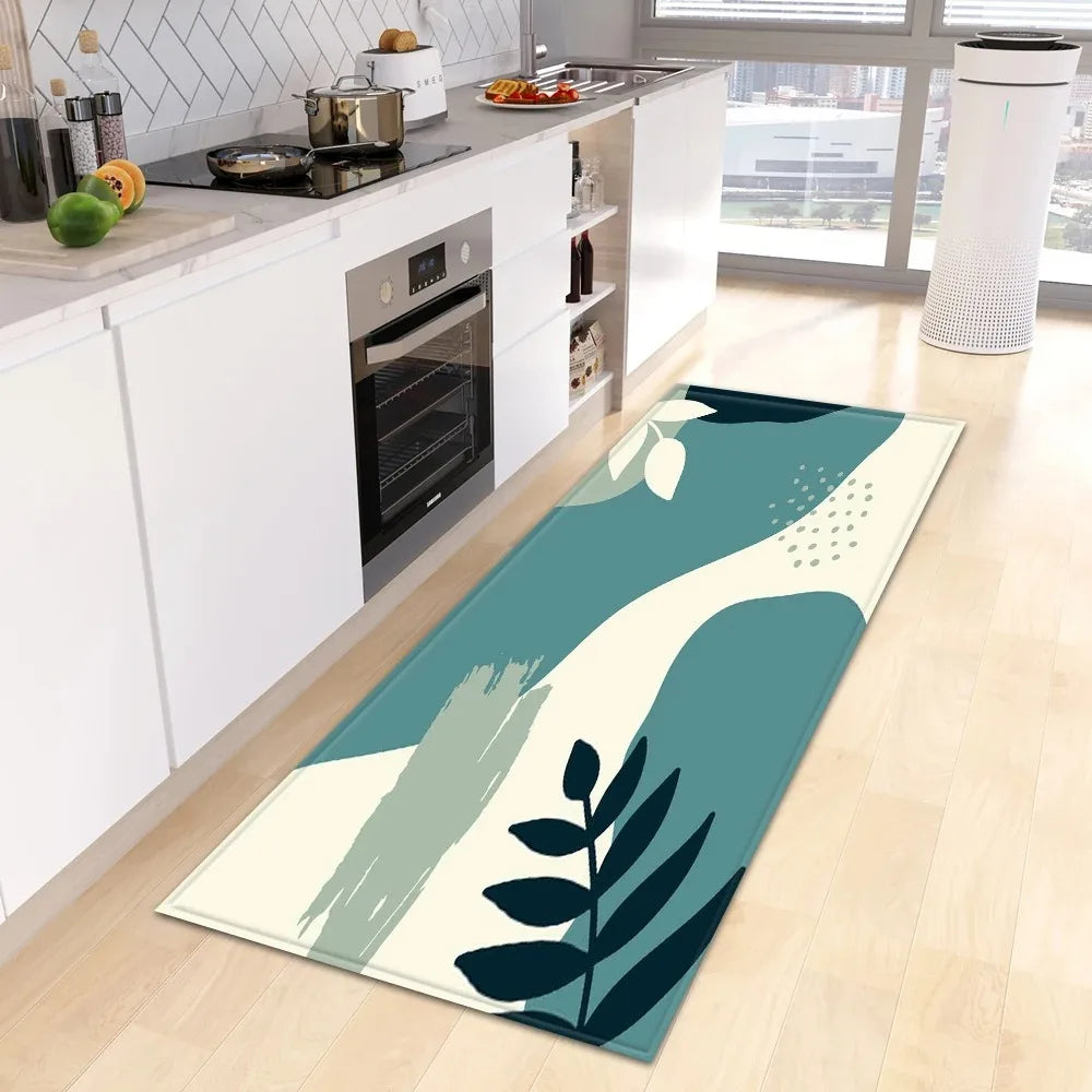 Tropical Plant Print Home Kitchen Floor Mat Door Front Decoration Floor Mat