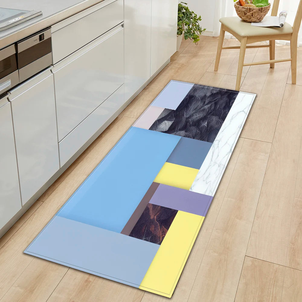 Plaid Kitchen Mat Home Living Room Balcony Bedroom Floor Decoration 3D Carpet House Hallway Entrance Door Bath Non-Slip Foot Rug