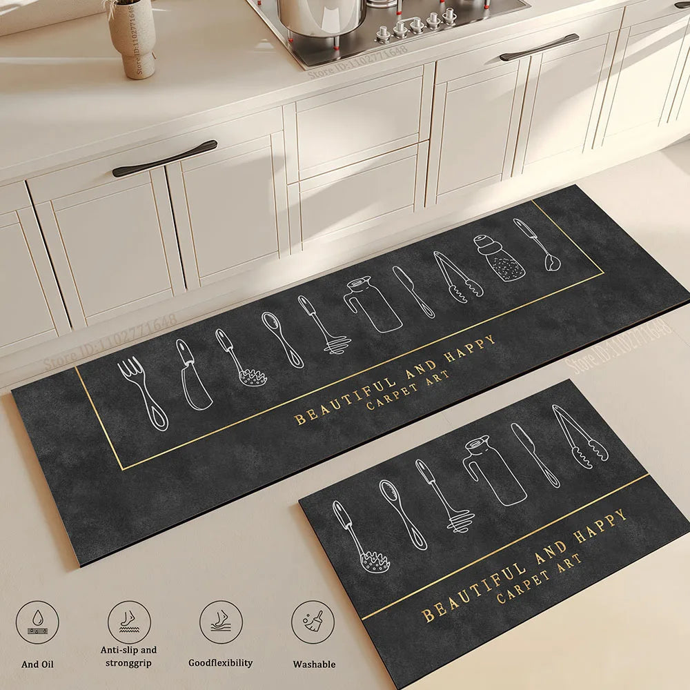 Anti Slip Kitchen Floor Mat,Water Absorbing Rug,Fashion Pattern Decoration Carpet,Multi Functional Door Mat,Bathroom Floor Mat