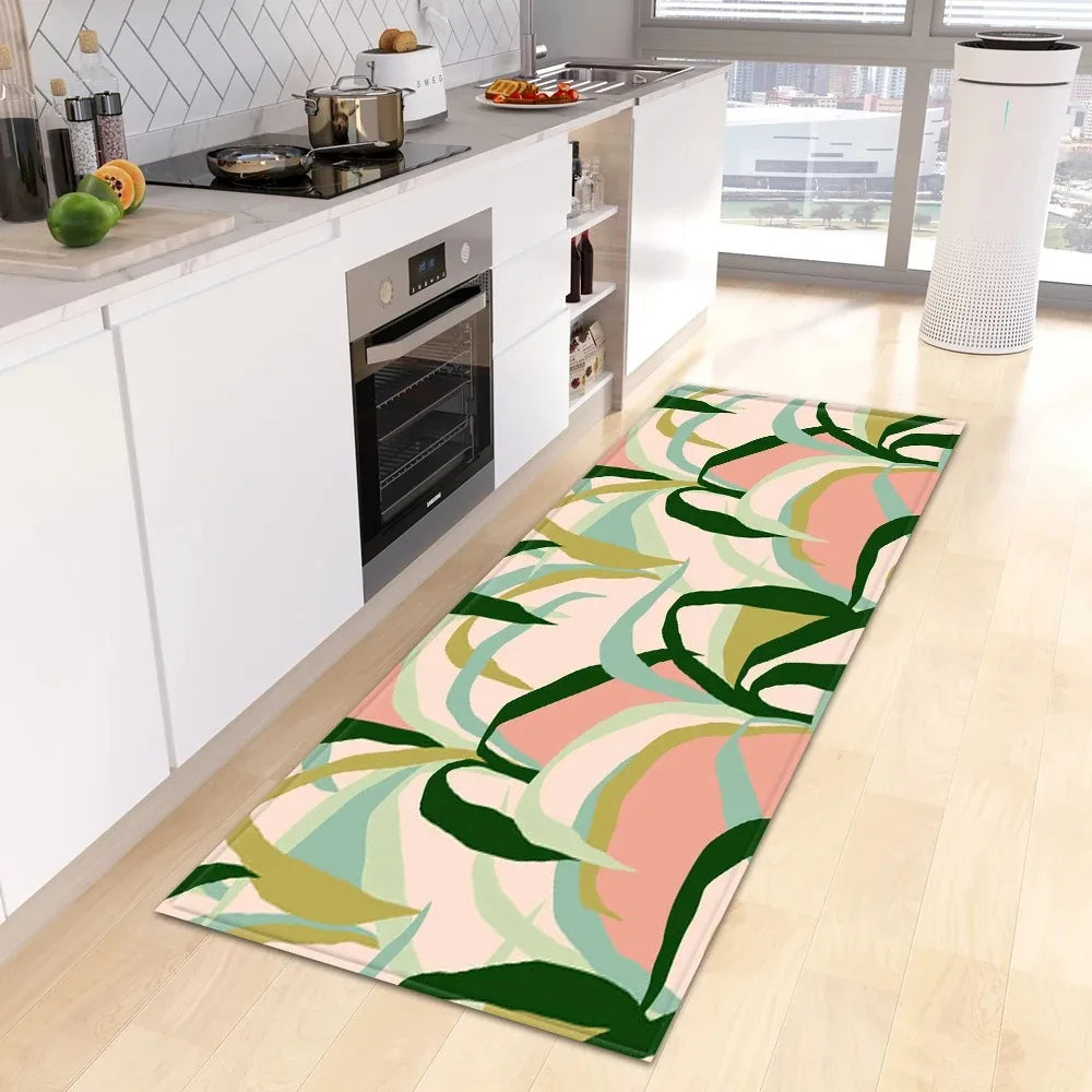 Tropical Plant Print Home Kitchen Floor Mat Door Front Decoration Floor Mat