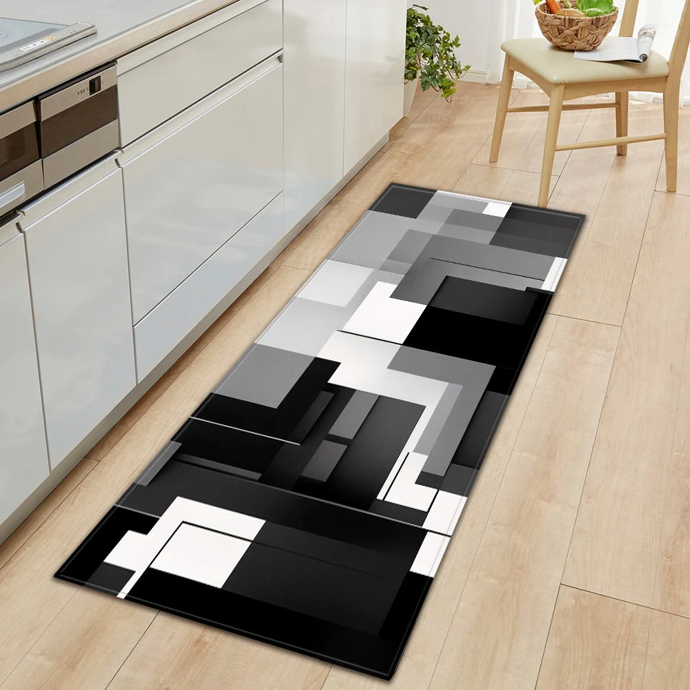 Plaid Kitchen Mat Home Living Room Balcony Bedroom Floor Decoration 3D Carpet House Hallway Entrance Door Bath Non-Slip Foot Rug