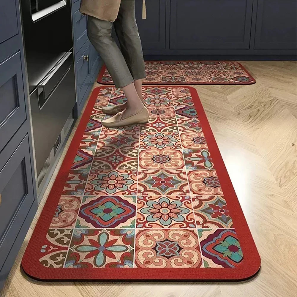 Kitchen Mat Absorbent Printed Kitchen Rugs Non-slip Area Mat Hallway Long Carpets for Living Room Bedroom Entrance Doormat Bath
