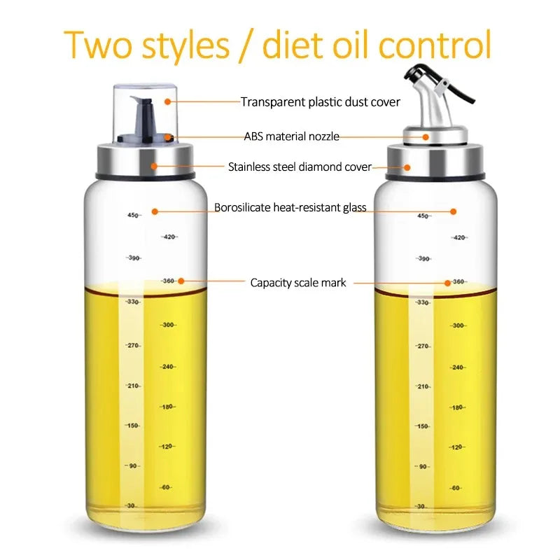 180/300/500ml Cooking Seasoning Oil Bottle Sauce Bottle Glass Storage Bottles for Oil and Vinegar Oil Dispenser For Kitchen