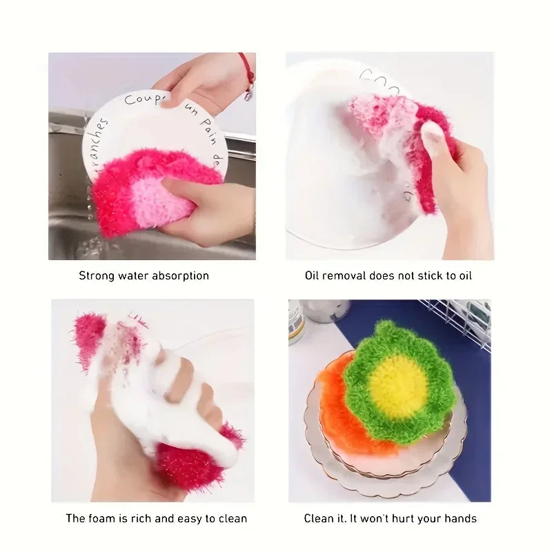Multifunctional Dishwashing Cleaning Brush & Scouring Sponge Pad – Kitchen Scrubber Set