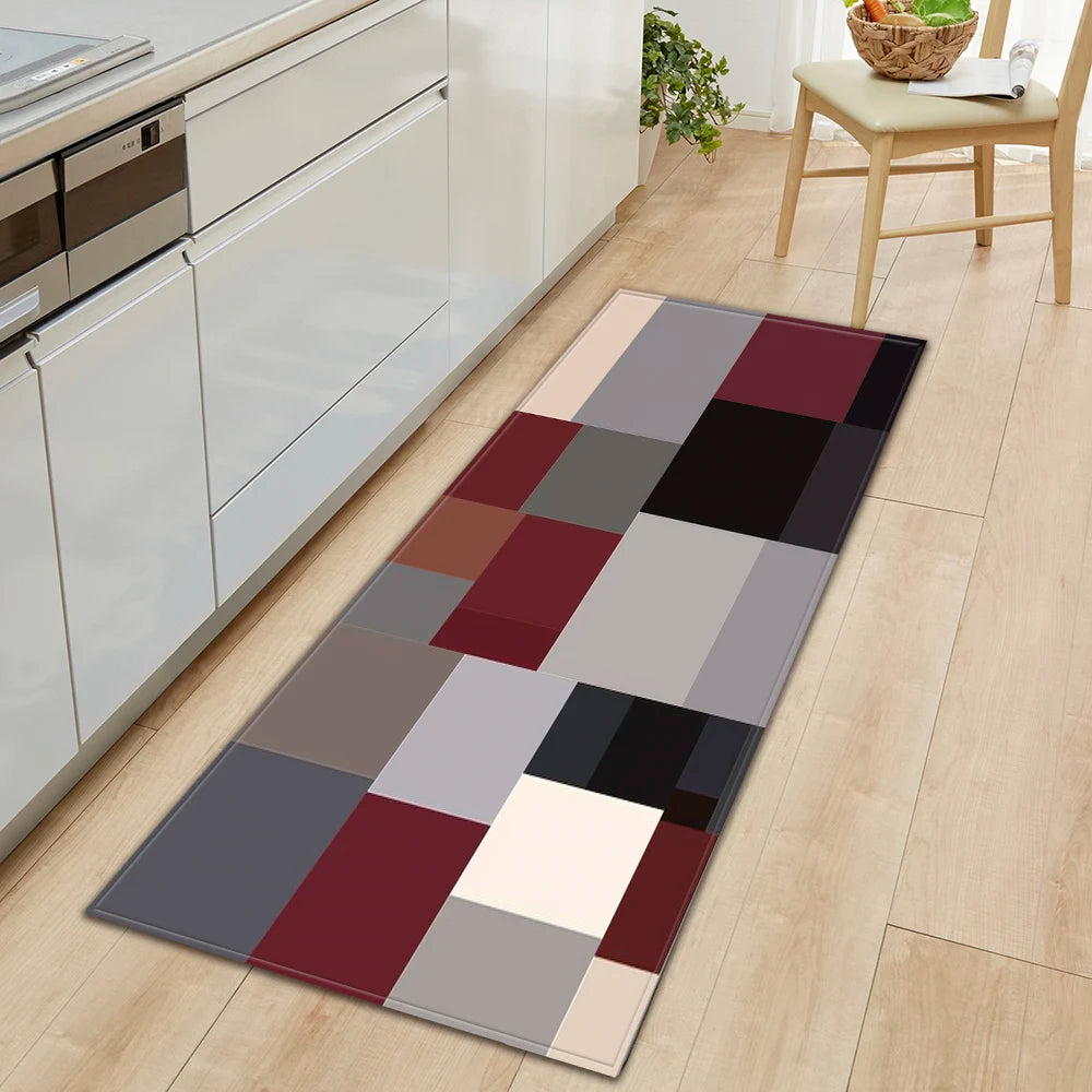 Plaid Kitchen Mat Home Living Room Balcony Bedroom Floor Decoration 3D Carpet House Hallway Entrance Door Bath Non-Slip Foot Rug