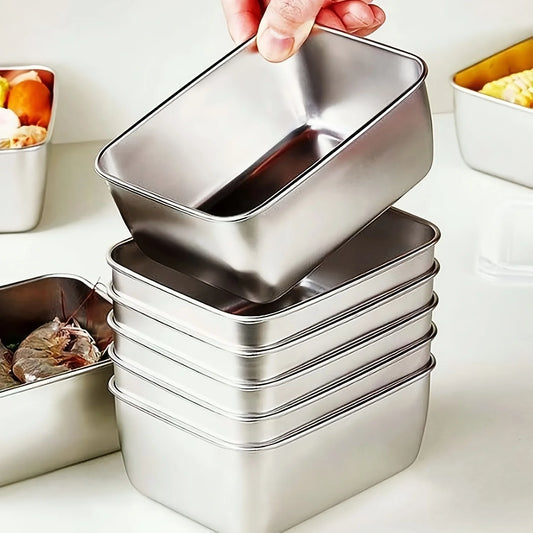 6-Piece Stainless Steel Food Storage Containers Set with Lids – Airtight Kitchen Organizer