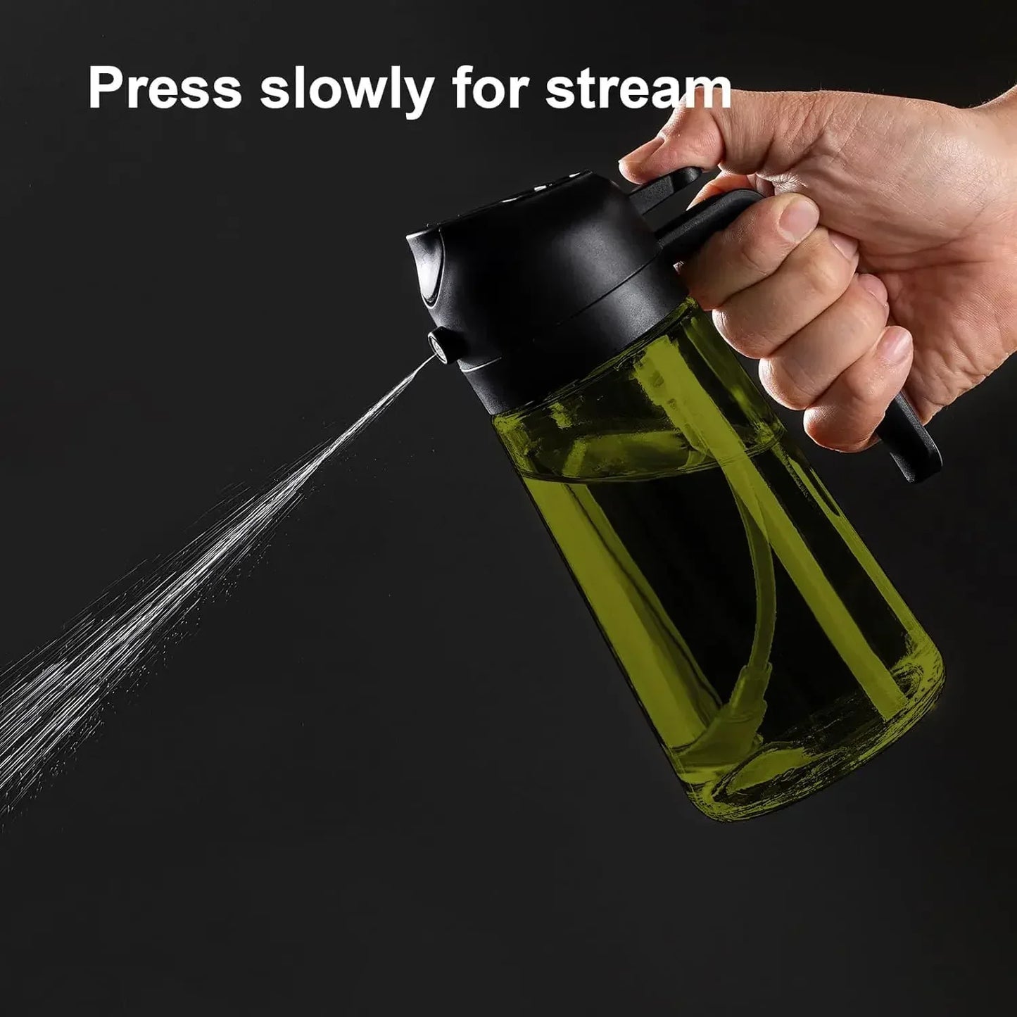 2in1 Black Glass Olive Oil Sprayer Lightproof Oil Dispenser for Cooking Salad Barbecue Kitchen Tools Refillable Spray Bottle