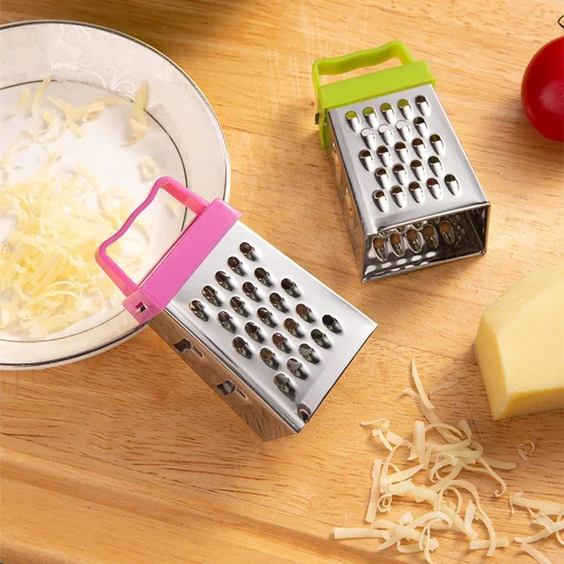Mini Stainless Steel Four-Sided Box Grater – Cucumber, Cheese, Carrot & Vegetable Slicer