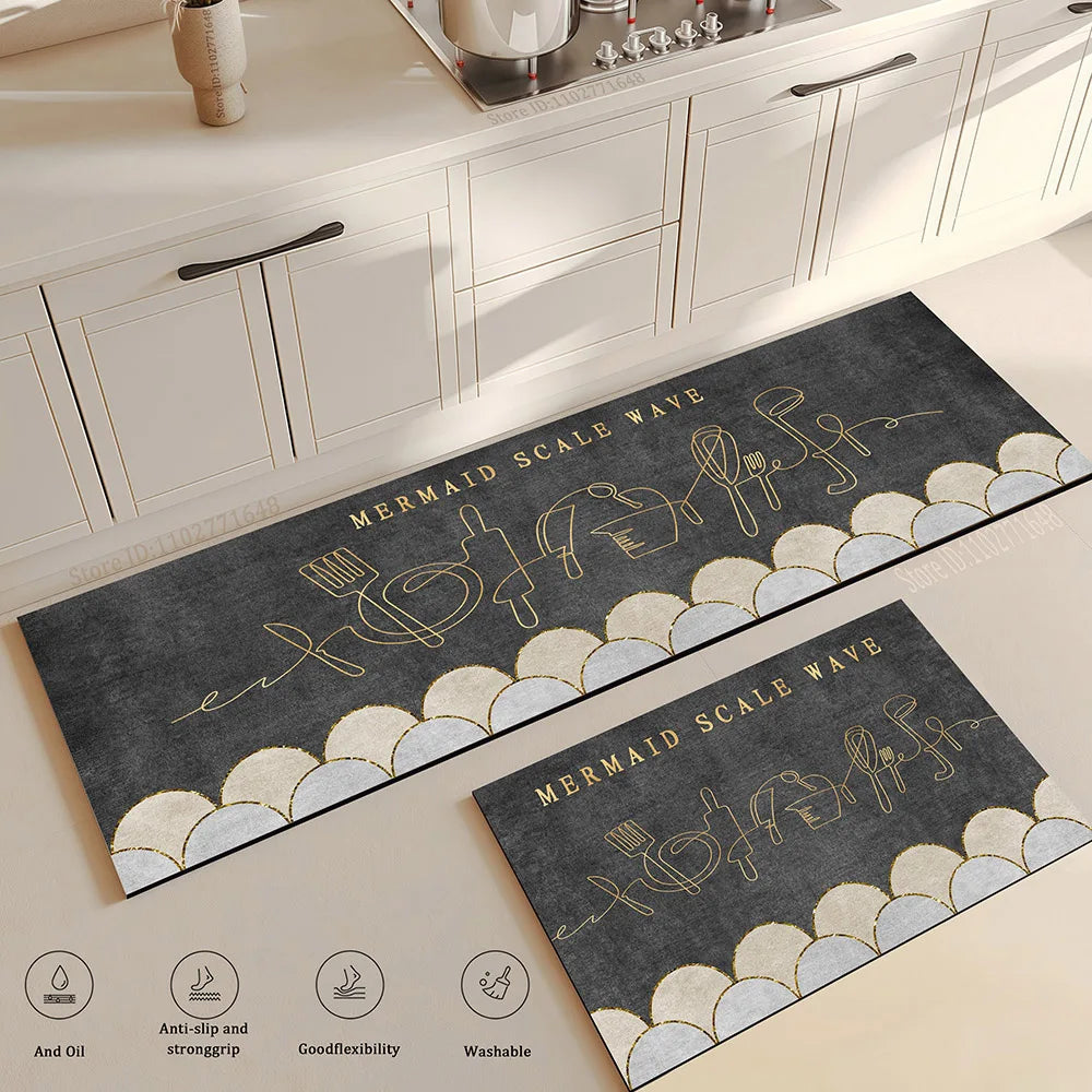 Anti Slip Kitchen Floor Mat,Water Absorbing Rug,Fashion Pattern Decoration Carpet,Multi Functional Door Mat,Bathroom Floor Mat