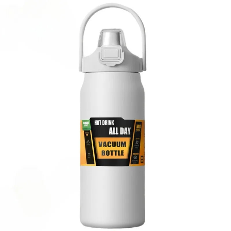 800/1000/1200/1500ML 304 Stainless Steel Thermos with Straw Thermal Mug Cup Sports Vacuum Flasks Cold and Hot Water Bottle