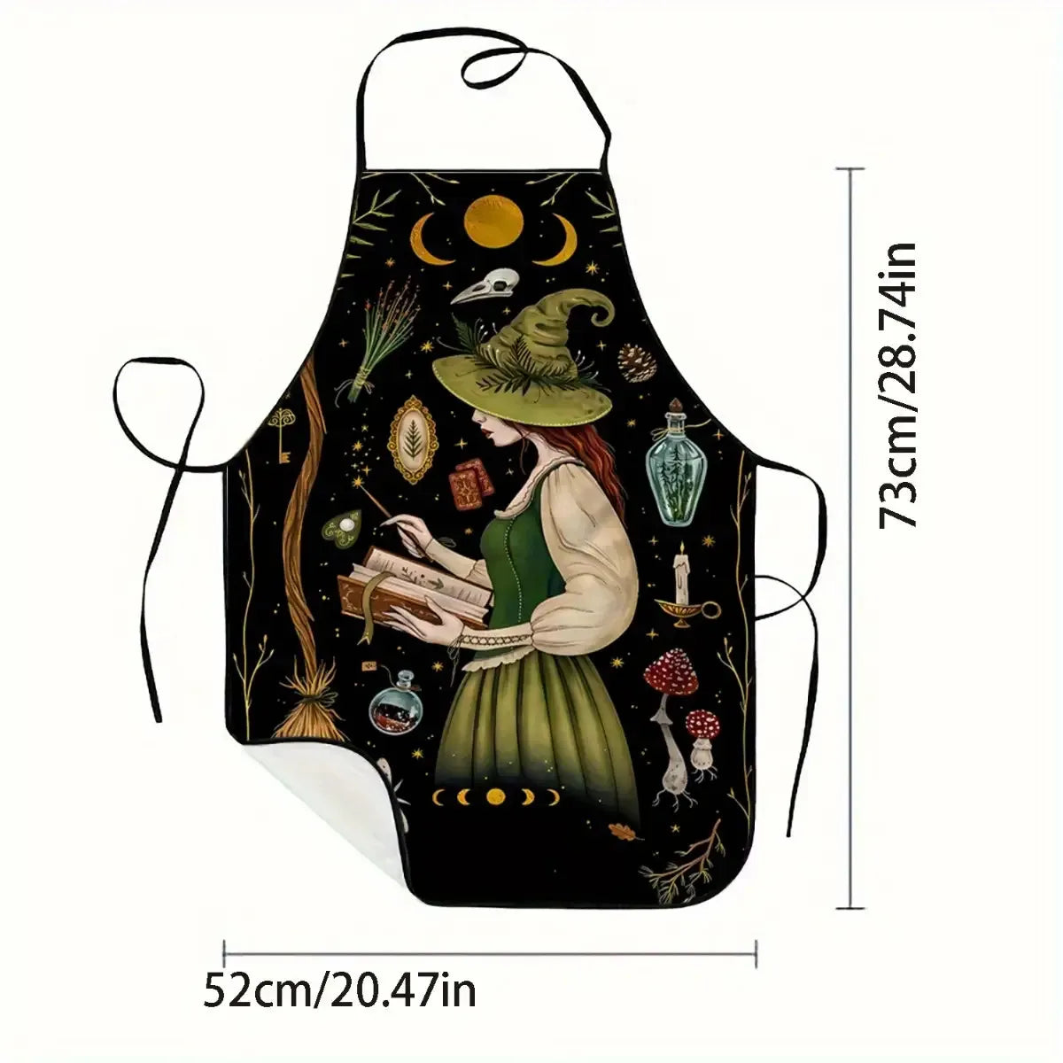 Gothic Witch Spellbook Print Kitchen Apron