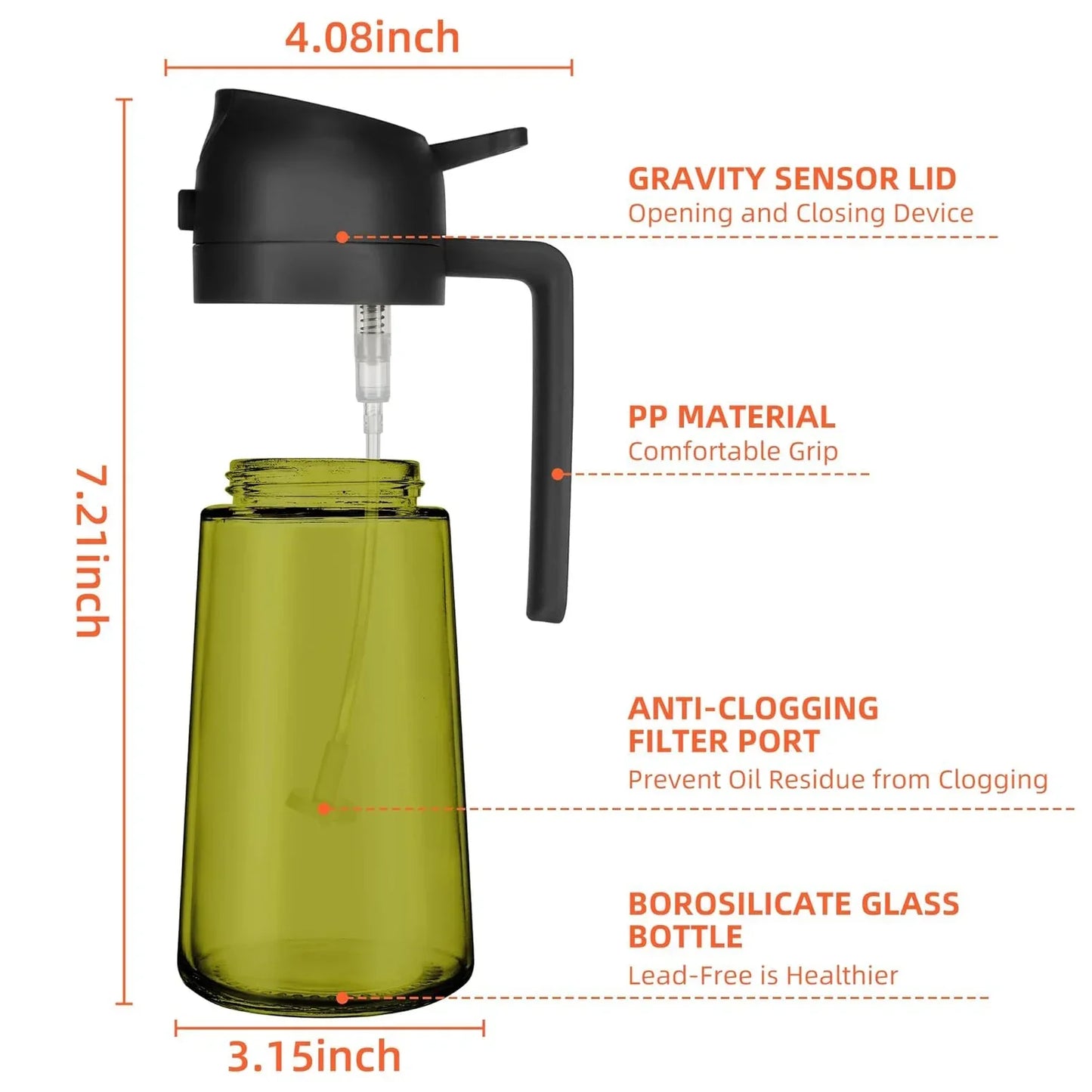 2in1 Black Glass Olive Oil Sprayer Lightproof Oil Dispenser for Cooking Salad Barbecue Kitchen Tools Refillable Spray Bottle