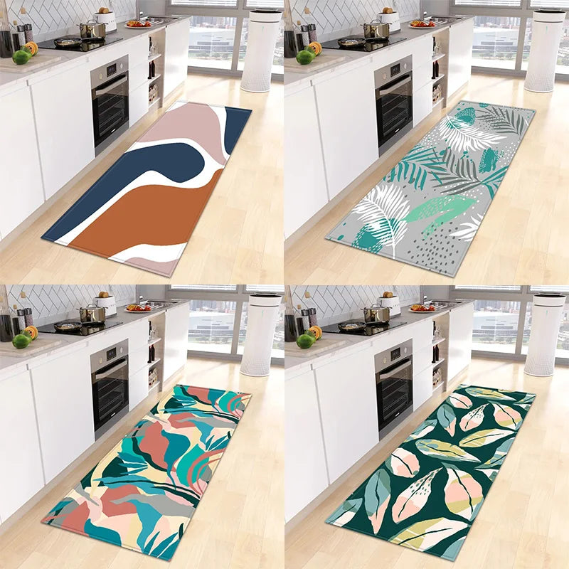 Tropical Plant Print Home Kitchen Floor Mat Door Front Decoration Floor Mat