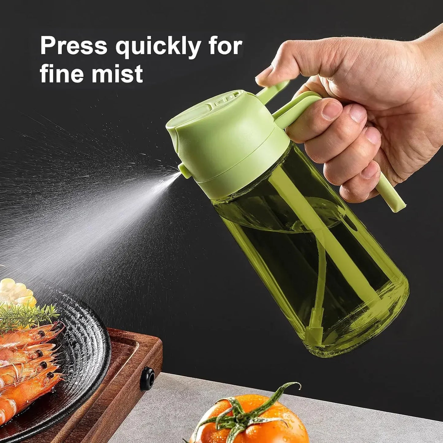 2in1 Black Glass Olive Oil Sprayer Lightproof Oil Dispenser for Cooking Salad Barbecue Kitchen Tools Refillable Spray Bottle