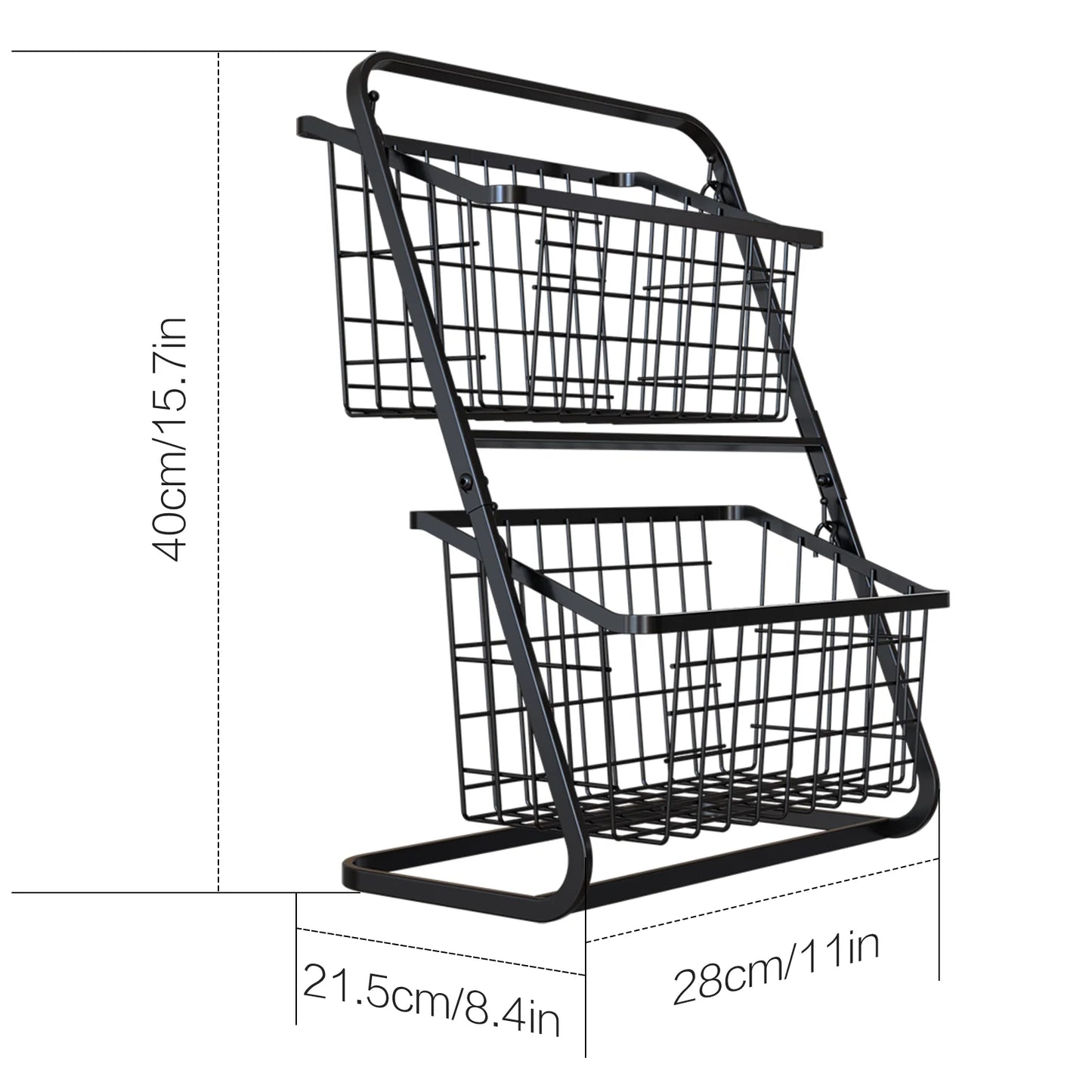 Floor-to-Ceiling Multi-Layer Vegetable & Fruit Storage Rack – Black Kitchen Storage Shelf Basket