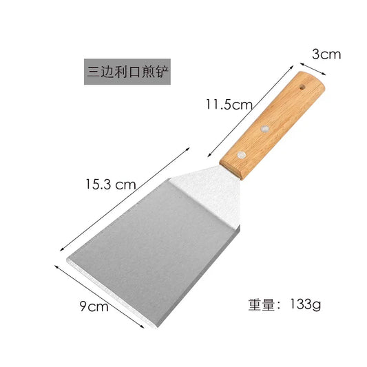 Kitchenley Wooden Handle Grill Spatula with Blade – Square Head Pizza Shovel, Pancake Turner & BBQ Steak Spatula