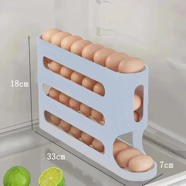Ladder-Style Automatic Rolling Egg Storage Box – Fridge Side Door Egg Organizer (2/4 Layer)
