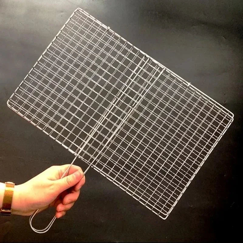 Stainless Steel Barbecue Grilling Basket Non Stick Fish Vegetable Steak Picnic Party Barbecue Gadget Picnic Party BBQ Rack Mesh