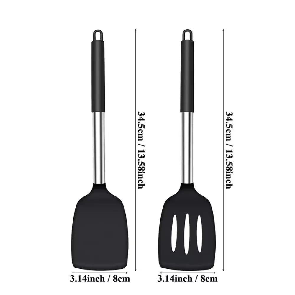 2PCS Silicone Spatula Set Heat Resistant Non-Scratch Kitchen Utensils Dishwasher Safe for Baking Frying Steak Cooking Essentials