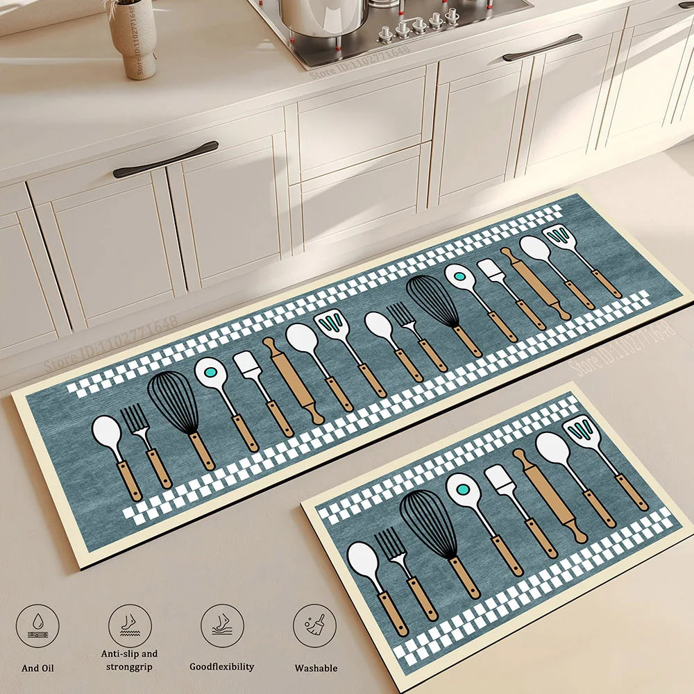 Absorbent Kitchen Floor Mat Anti-Slip Carpet Rug Simple Bathroom Entrance Mat Home Decor Living Room Long Area Rug Antifatigue