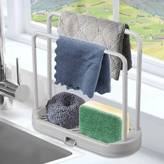 Kitchen Sink Drain Stand & Storage Basket – Sponge, Rag & Wire Ball Drainage Shelf