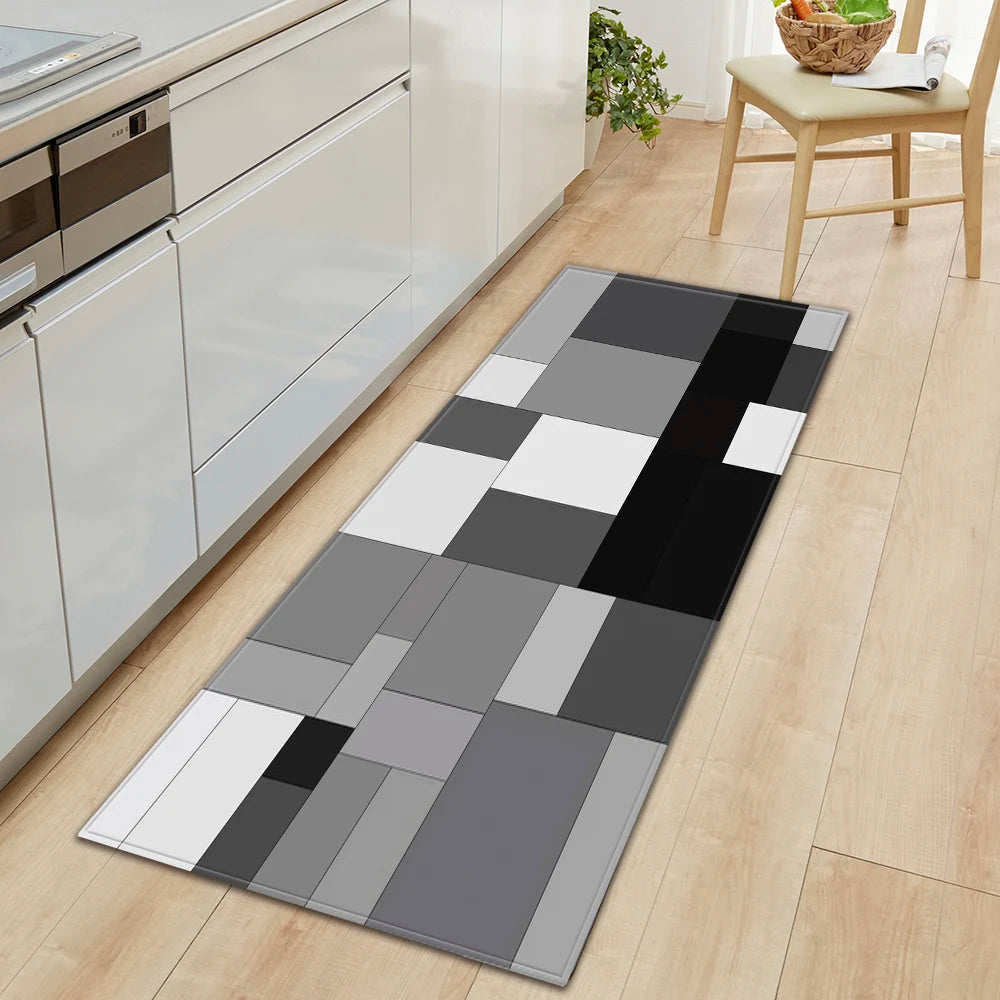 Plaid Kitchen Mat Home Living Room Balcony Bedroom Floor Decoration 3D Carpet House Hallway Entrance Door Bath Non-Slip Foot Rug