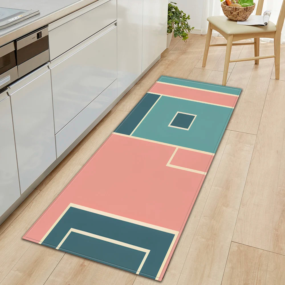 Plaid Kitchen Mat Home Living Room Balcony Bedroom Floor Decoration 3D Carpet House Hallway Entrance Door Bath Non-Slip Foot Rug