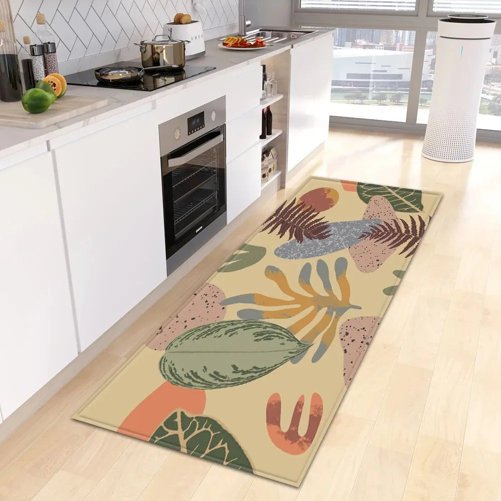 Tropical Plant Print Home Kitchen Floor Mat Door Front Decoration Floor Mat