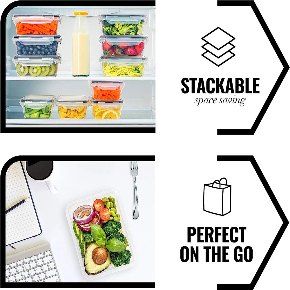 10-Piece BPA-Free Food Storage Containers Set – 840ml Microwave & Dishwasher Safe with Labels & Marker