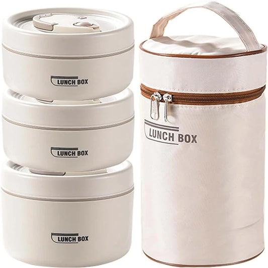 Portable Insulated Stackable Lunch Container Set – 3-Tier Thermal - Kitchenley