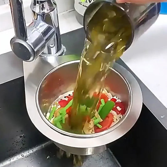Stainless Steel Swan Sink Strainer Basket – Hanging Waste Drain Filter & Fruit Vegetable Drainer with Sponge Rack